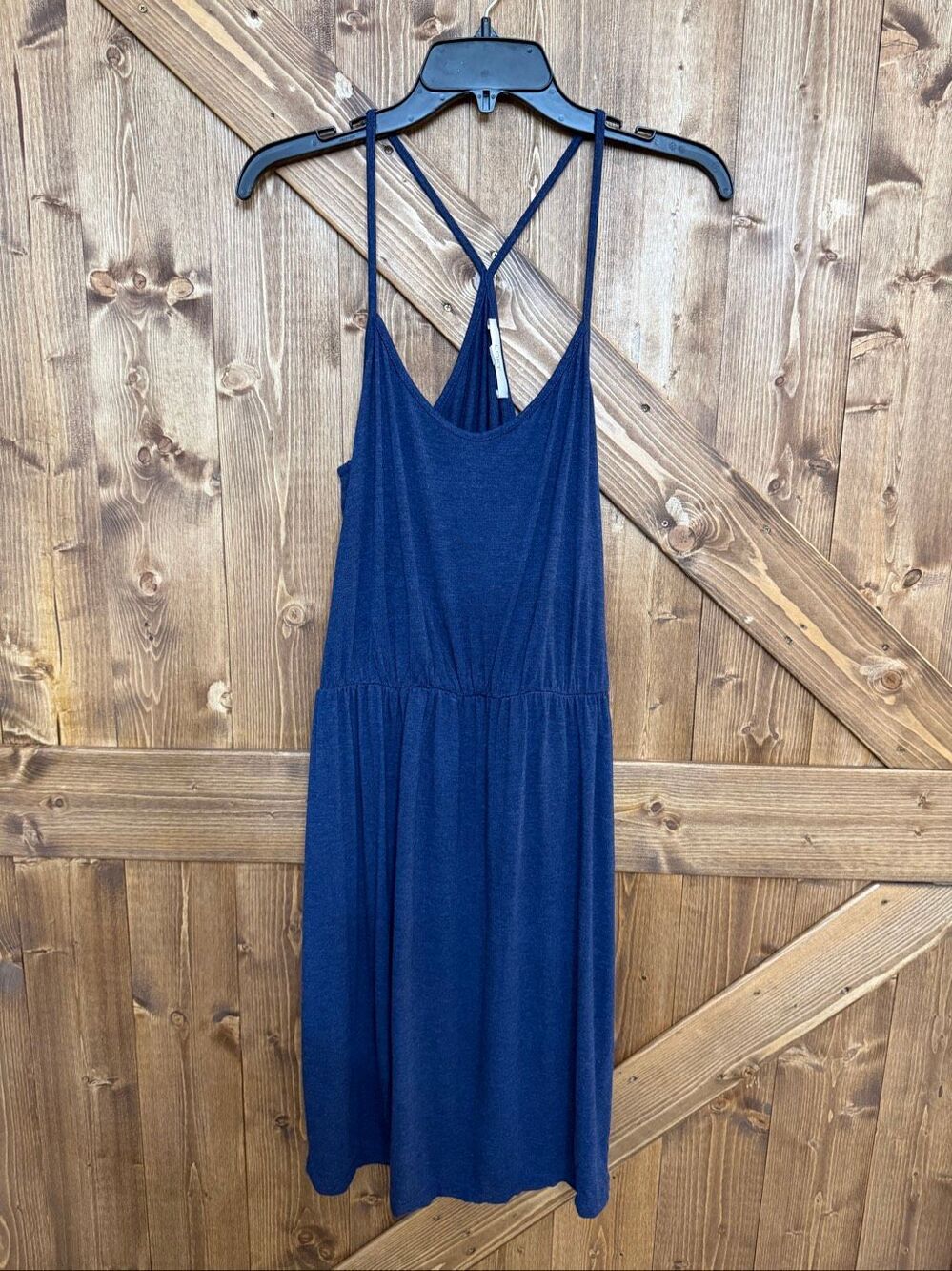 LOFT Women’s Small Navy Blue Strappy Sleeveless Midi Dress Racerback (9436)